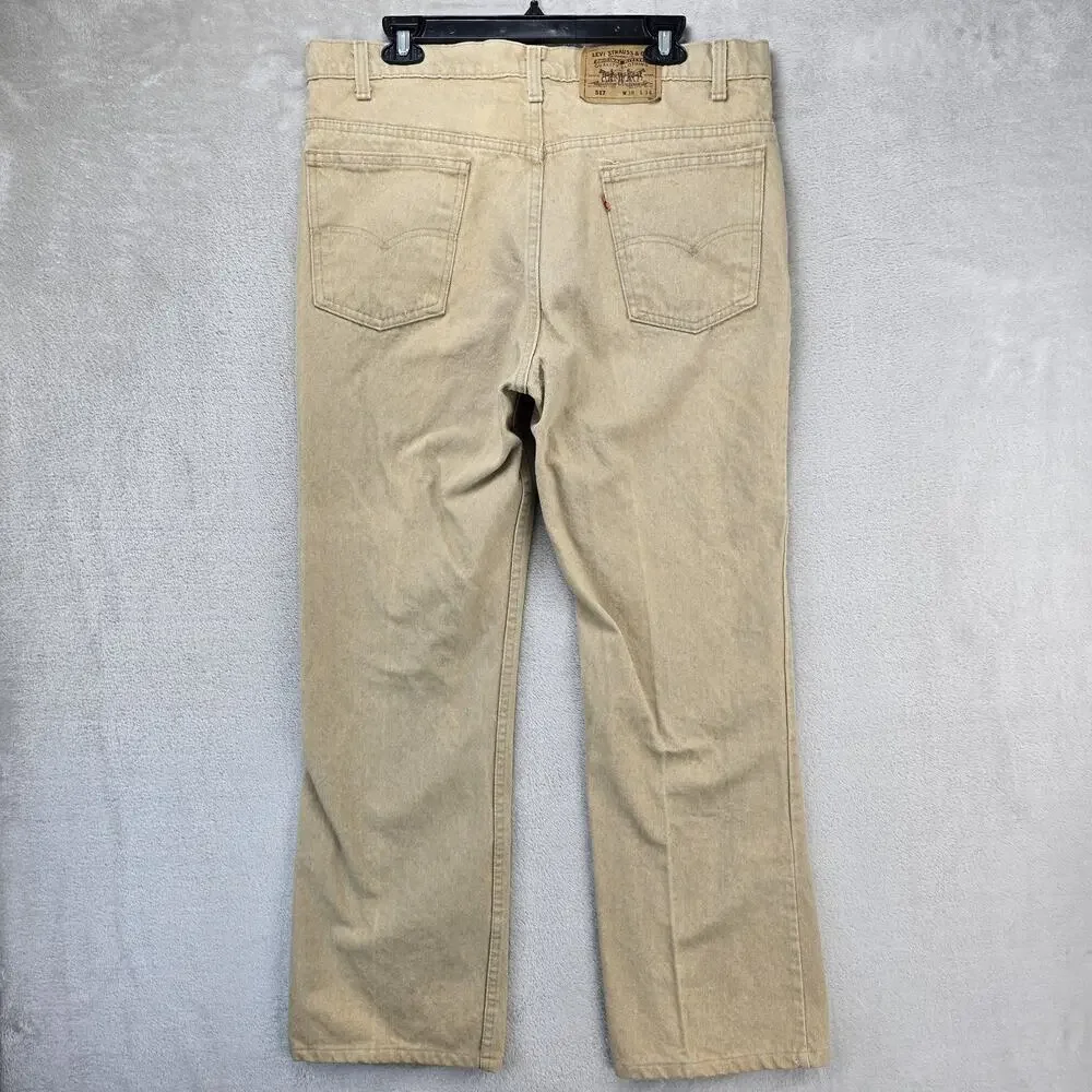Vintage Orange Tab Levis 517 Jeans Mens 36x30 Bootcut Beige USA Cowboy 80s 1982